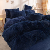 Winter Warm Blue Bedding Set Soft Plush Kawaii Mink Velvet Queen Duvet Cover Set Sheets Pillowcase Single Double Bedding Sets