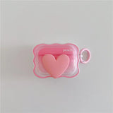 3D Cute Heart Earphone Case For Apple Airpods 1 2 Pro Cover Fashion Headphones Cases For Airpods 3 Charging Box With Keyring
