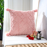 Nordic Decorative Home Pillow Case With Pompom Ball Fluffy Soft Throw Pillow Cover For Sofa Bedroom White 45x45