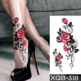 Waterproof Temporary Tattoo Sticker Black Dragon Snake Totem Peony Rose Flower Flash Tatto Women Men Arm Body Art Fake Tattoos