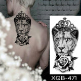 Waterproof Temporary Tattoo Sticker Lion Family Flash Tatto Tiger Wolf Moon Crown Flower Body Art Arm Fake Tatoo Men Women