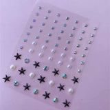 Face Tattoo Eyeshadow Stickers Nail Stickers 3D Pearl Face Jewels Diamond Decoration Self Adhesive Body Brow Makeup DIY Beauty