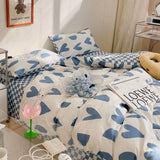 Ins Pink Flowers Bedding Set Flat Bed Sheet Duvet Cover Twin Full Queen Nordic Bed Linen Boy Girl Bedding Sets Flower Cherry