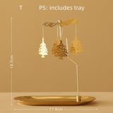 Gold Candlesticks Rotating Tray Christmas Romantic Rotation Spinning Carrousel Tea Light Candle Holder Dinner Wedding Bar Party