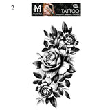 Sexy Black Flower Temporary Tattoos For Women Thigh Men Fake Moon Rose Compass Fake Tatoos Forearm Arm Sleeve Tattoo Stickers