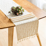 Daisy Tassel Table Runner,Kitchen Dining Table Covering Cloth Home Party Decor for Birthday Wedding Holiday Event Designing