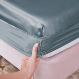 Washable satin rayon fitted sheet elastic mattress cover summer bedspread single double bed linens 2 people bedsheet 150