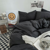 Solid Color Duvet Cover Set Single Double King Size Quilt Cover Set  Bed Hotel Home Skin Friendly Fabric Bedding Sets