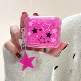 Pink Stars Jelly Sweet Girls Cover For Airpods 1 2 3 Pro 2 Earphone Coque Soft Case For Apple Airpod Pro with Ornament Keyring