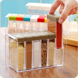 Transparent Spice Jar Set Salt and Pepper Seasoning Bottle Colorful Lid Kitchen Condiment Cruet Storage Container Base