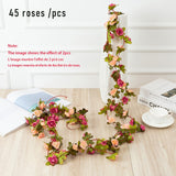 1pcs Artificial Flowers Vine 45pcs / 69pcs Rose DIY Wedding Decoration Fake Flower Home Room Decor Wall Hanging Garland Plants