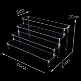 1-5 Tier Acrylic Wooden Display Stand Ransparent Ladder Shelf Hand-made Figure Toy Animation Car Model Perfume Storage Rack