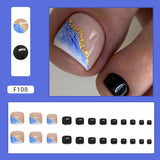 24Pcs False Toes Nails French Square Nude Color Nature Fake Toe Nails Feet Nail Tips Artificial Press On Toenails for Women