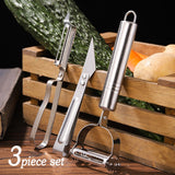 Three Piece Set Multi-Function Stainless Steel Potato Cucumber Carrot Grater Julienne Vegetables Fruit Peeler Two-In-One Slicer