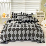 Soft Bedding Set Nordic  Washed Cotton Linen Duvet Cover  Plant Pattern Home Textile Queen King Cover Pillowcase Bed