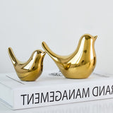 Golden Birds Figurine 4 Sizes Nordic Ceramic Gold Animal Statue Jewelry Home Decoration Living Room Table Decorations