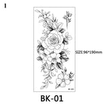 Sexy Black Flower Temporary Tattoos For Women Thigh Men Arm Sleeve Rose Flower Realistic Fake 3D Tatoos Forearm Tattoo Stickers