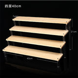 1-5 Tier Acrylic Wooden Display Stand Ransparent Ladder Shelf Hand-made Figure Toy Animation Car Model Perfume Storage Rack