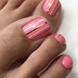 24Pcs False Toes Nails French Square Nude Color Nature Fake Toe Nails Feet Nail Tips Artificial Press On Toenails for Women