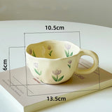 Ceramic Mugs Coffee Cups Hand Pinched Irregular Flower Milk Tea Cup ins korean style Oatmeal Breakfast Mug Drinkware Kitchen