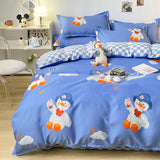 Cotton Home Textile Rose Floral Bedding Set Boy Girl Duvet Cover Flat Sheet Pillowcase Aesthetic Bedcloth Double Queen Bed Linen