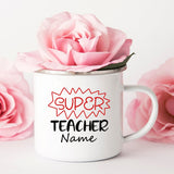 Personalized Custom Name Enamel Mug Creative Retro Coffee Water Cups Drink Dessert Milk Cup Mugs Handle Drinkware Teacher Gifts