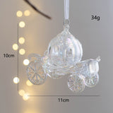 Christmas Decoration Acrylic Crystal Carriage Bells Elk Butterfly Christmas Tree Ornaments for Ice Xmas Party Decor Velas