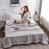 Summer Air Condition Quilt Thin Stripe Lightweight Comforter  Full Queen Breathable Sofa Office Bed Travel Quilts Throw Blanket