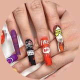 24pcs/set Press On False Nails Cute Nail Art Wearable Fake Nails Heart Tips With Glue and Sticker With Wearing Tools As Gift