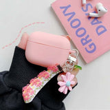 fundas For AirPods Pro Case Korean flower Cute Peach Pendant keyring headphone case Air pod Pro silicone Earphone Cover airpod3