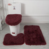 3pcs/set Solid Color Bathroom Mat Set Fluffy Hairs Bath Carpets Modern Toilet Lid Cover Rugs Kit Rectangle 50*80 50*40 45*50cm