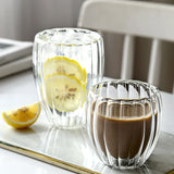 Stripe Double Wall High Borosilicate Glass Mug Heat Resistant Tea Milk Juice Coffee Water Cup Whisky Espresso Coffee