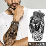 Waterproof Temporary Tattoo Sticker Lion Family Flash Tatto Tiger Wolf Moon Crown Flower Body Art Arm Fake Tatoo Men Women