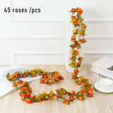 1pcs Artificial Flowers Vine 45pcs / 69pcs Rose DIY Wedding Decoration Fake Flower Home Room Decor Wall Hanging Garland Plants