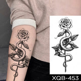 Waterproof Temporary Tattoo Sticker Black Dragon Snake Totem Peony Rose Flower Flash Tatto Women Men Arm Body Art Fake Tattoos