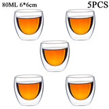 80ML 2-12PCS Double Wall Glass Kung Fu Tea Cup Transparent Coffee Milk Water Mug High Borosilicate Glass Drinkware Tea Set Gift