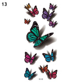 3D Butterfly Tattoos Sticker for Women Temporary Body Art Tattoo Sticker Rose Flower Feather Tattoo lady Waterproof Fake Tatoo