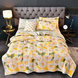 Summer Washed Cotton Quilt Air-conditioning Comforter Soft Breathable Blanket Thin Leaf Print Bedspread Bed Cover Home Textiles