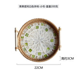 Handwoven Rattan Tray Bread Woven Storage Baskets Fruit Cake Snacks Round Picnic Basket Dinner Serving Trays Kitchen Supplies