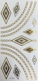 1PC Summer Style Men Women Body Art Gold Metallic Tattoo Sticker  Chain Bracelet Fake Jewelry Waterproof Temporary Tattoo