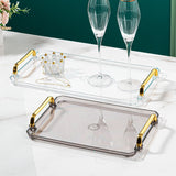 Acrylic Decorative Tray Rectangle Serving Tray with Handles Household Tea Tray Tea Board Desset Breadbasket  Food Storage Tray