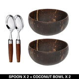 Natural Coconut Bowl Wooden Handmade Coconut Bowls for Eating Tableware with Spoon Dessert Fruit Salad Mixing Rice 12-15cm