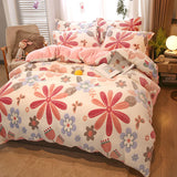 1pc Winter Warm Duvet Cover Flower Bed Covers Double Size Flannel Fleece Comforter Cover 220x240(without pillowcase)