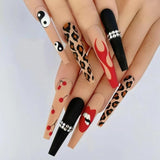 24pcs/set Press On False Nails Cute Nail Art Wearable Fake Nails Heart Tips With Glue and Sticker With Wearing Tools As Gift