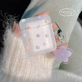 Cute Fresh Flower Case for Apple AirPods 1 2 Pro 3rd Case Purple Flower Case for AirPods Pro 3 Case with Keychain Lanyard