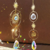 Crystal Sun and Moon Crystals Prism Rainbow Sun Catcher Garden Decoration Hanging Sundrop Window Patio Ornament