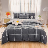 100% Cotton Green Plaid Bedding Set,Nordic Bed Cover 90,Skin Friendly, Duvetcover&2pcs Pillowcase,No Bed Sheet