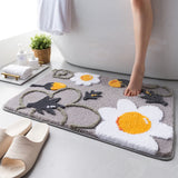 Shower and Bath Room Flower Floor Mat Carpet Rugs Water Absorbent Non-Slip Soft Microfiber Bathmats Machine Washable