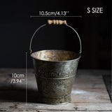 Photography Props Retro Handle Cup Drinkware Wrought Iron Flower Bucket Vintage English Printing Home Decor Gourmet Photography