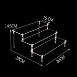 1-5 Tier Acrylic Wooden Display Stand Ransparent Ladder Shelf Hand-made Figure Toy Animation Car Model Perfume Storage Rack